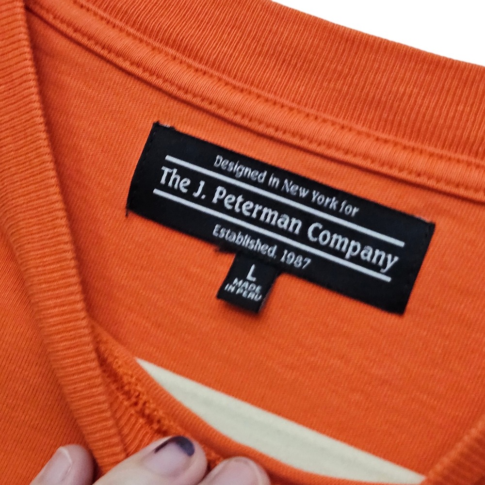 The J. Peterman Company Mens Orange Crew Neck Pocket T Shirt Size L Basic Casual - Picture 3 of 9